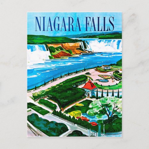 Niagara Falls areal view Canada vintage travel Postcard