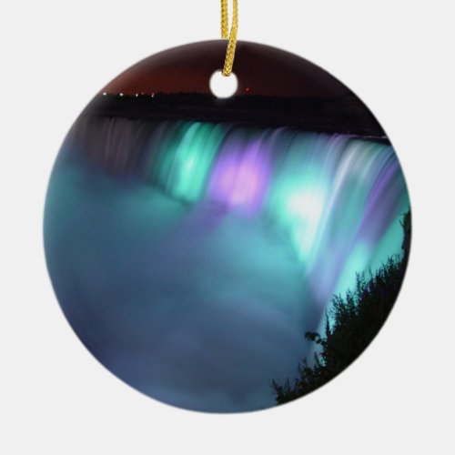Niagara Falls Canada Night Purple Aqua Ornaments