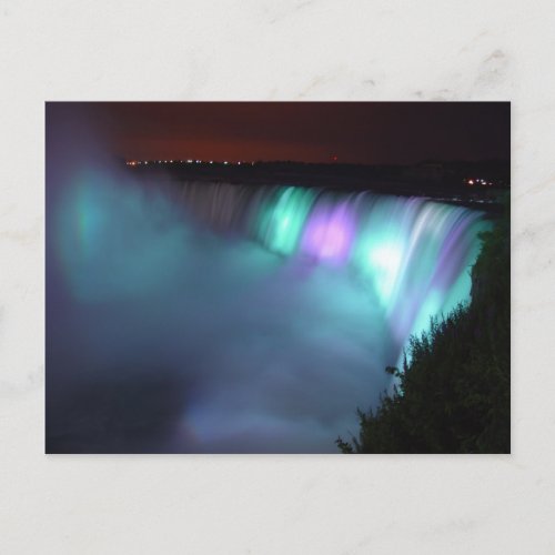 Niagara Falls Canada Night Purple Aqua Postcard