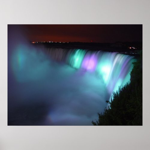 Niagara Falls Canada Night Purple Aqua Poster