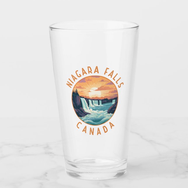 Niagara Falls Canada Retro Distressed Circle Glass (Front)