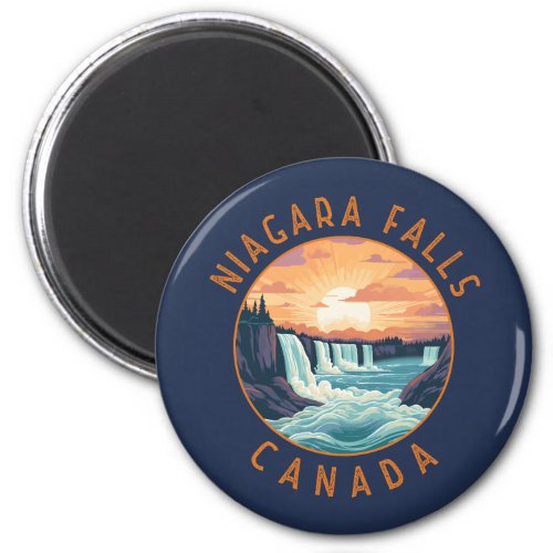 Niagara Falls Canada Retro Distressed Circle Magnet