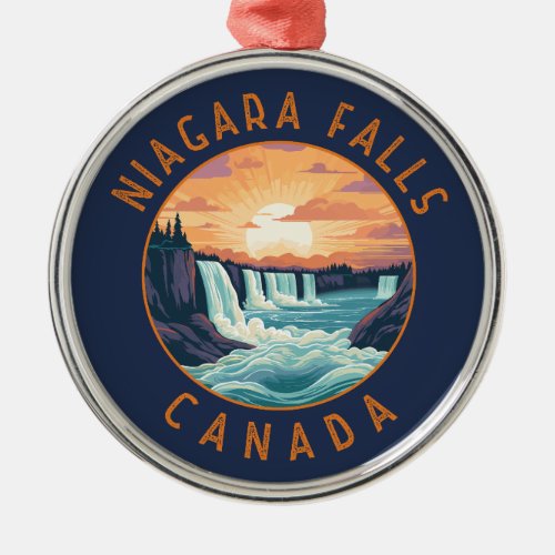 Niagara Falls Canada Retro Distressed Circle Metal Ornament