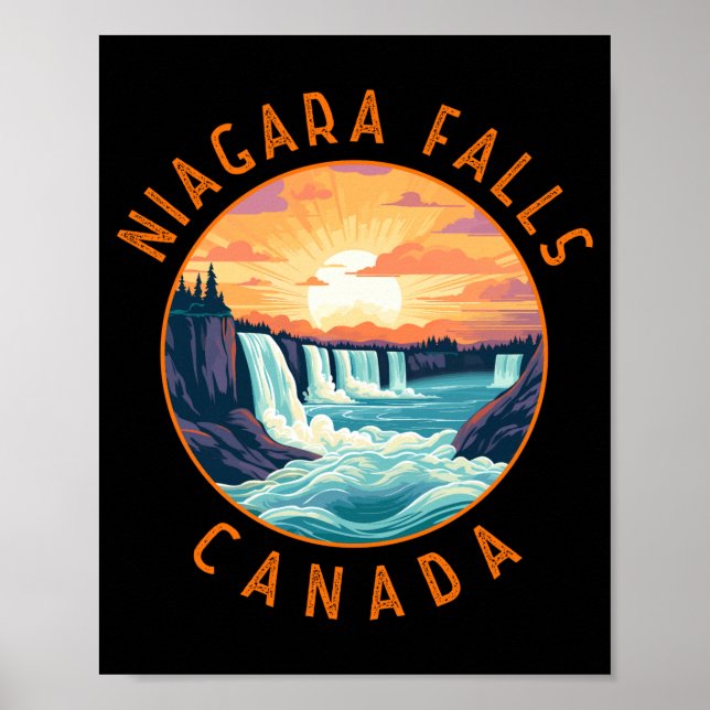 Niagara Falls Canada Retro Distressed Circle  Poster (Front)