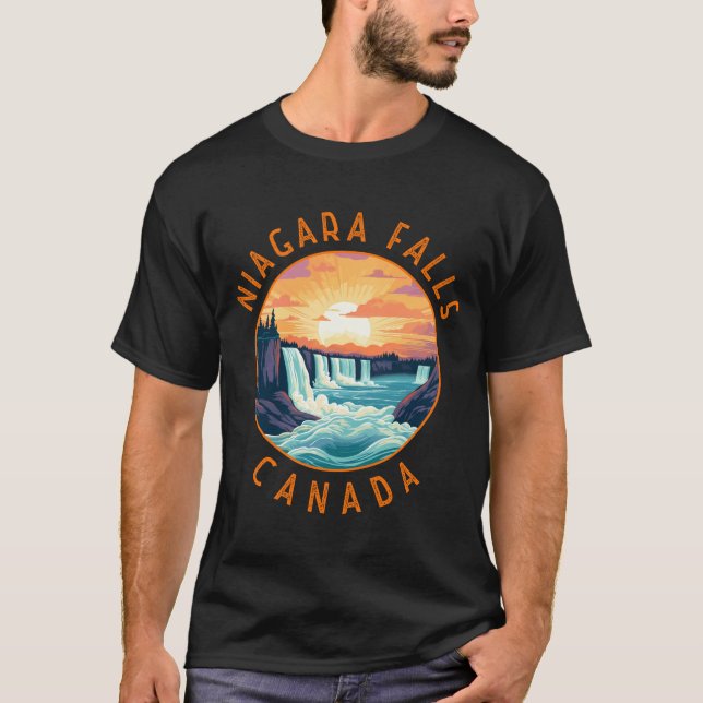 Niagara Falls Canada Retro Distressed Circle  T-Shirt (Front)