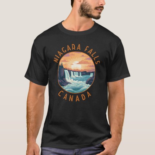 Niagara Falls Canada Retro Distressed Circle T_Shirt