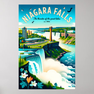 Niagara Falls Canada Retro Travel Poster Art