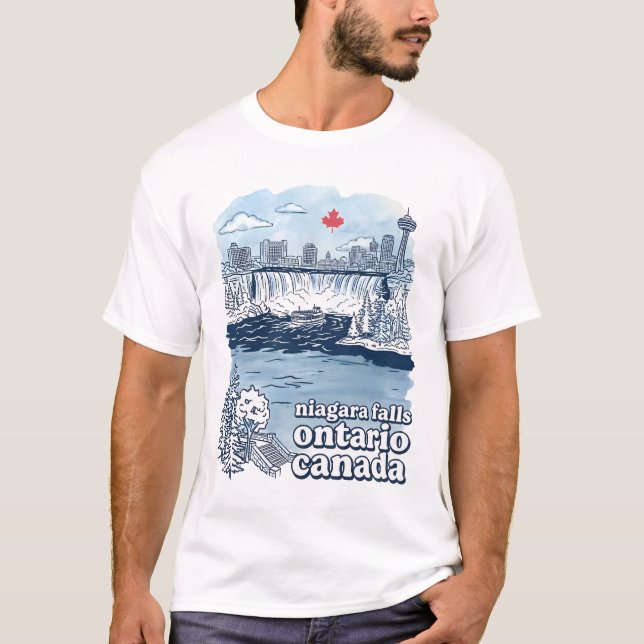 Niagara Falls Canada Simple Skyline Cute Cityscape T-Shirt (Front)