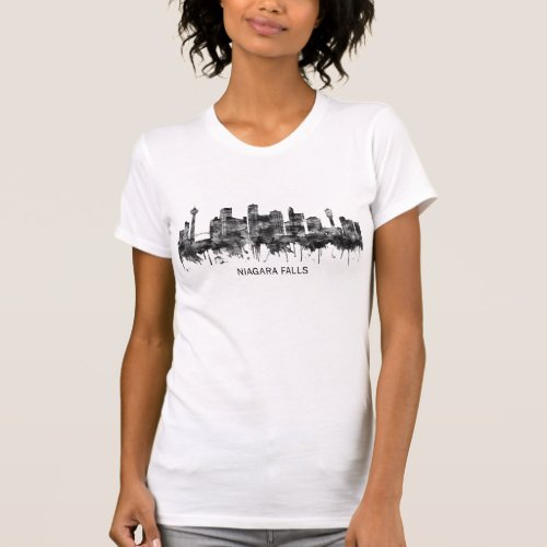 Niagara Falls Canada Skyline BW T_Shirt