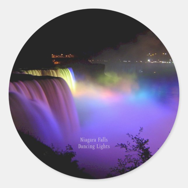 Niagara Falls, Dancing Lights, Classic Round Sticker (Front)