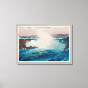 Niagara Falls, Hiroshi Yoshida, Woodcut Canvas Print