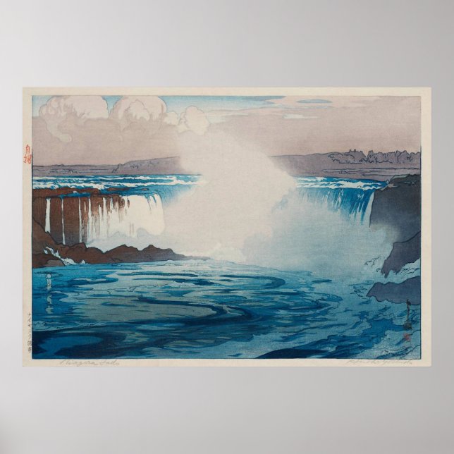 Niagara Falls, Hiroshi Yoshida, Woodcut Poster (Front)
