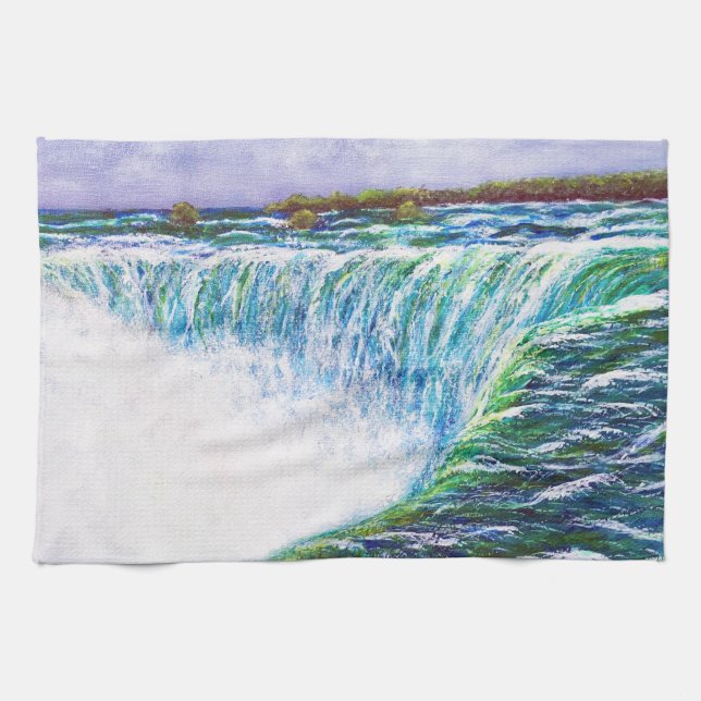 Niagara Falls, Horseshoe Falls, Original Painting, Kitchen Towel (Horizontal)