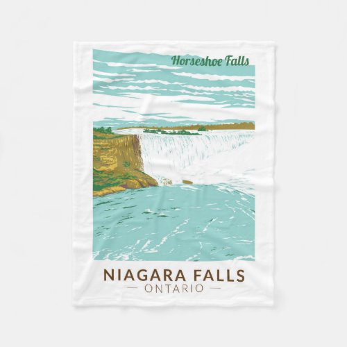 Niagara Falls Horseshoe Falls Travel Art Vintage Fleece Blanket