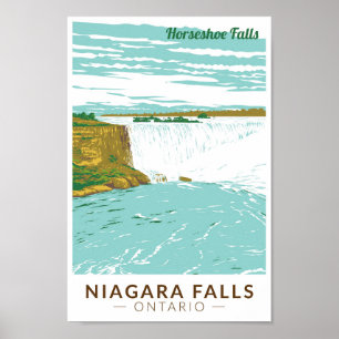 Niagara Falls Horseshoe Falls Travel Art Vintage Poster