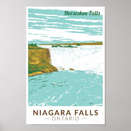 Niagara Falls Horseshoe Falls Travel Art Vintage Poster