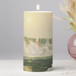 Niagara Falls in Winter by Jasper Francis Cropsey Pillar Candle