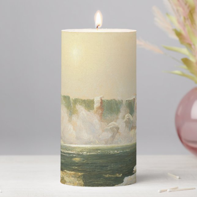  Niagara Falls in Winter by Jasper Francis Cropsey Pillar Candle (In Situ)