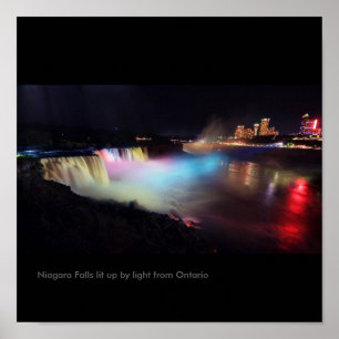 Niagara Falls lit up by light from Ontario Poster