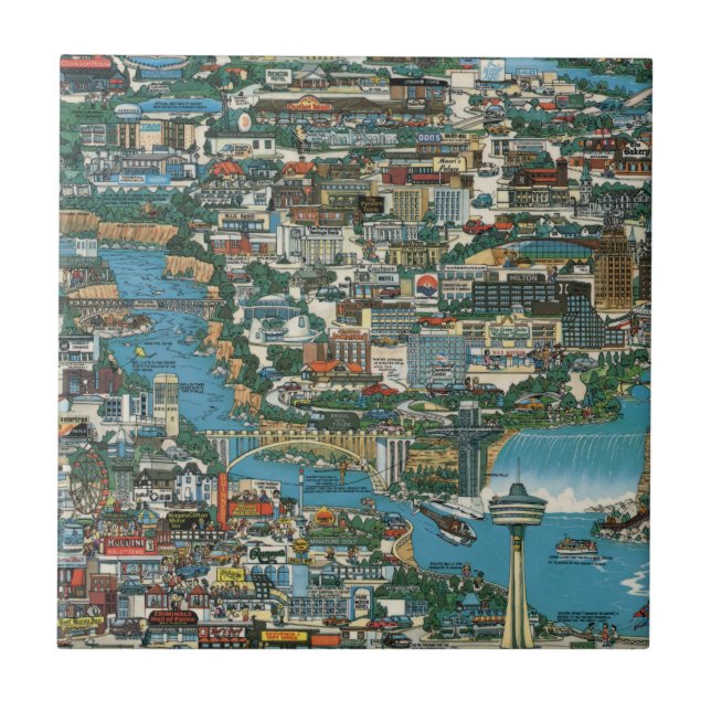 Niagara Falls Map Ceramic Tile (Front)