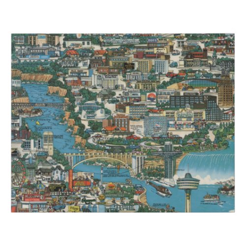 Niagara Falls Map Faux Canvas Print