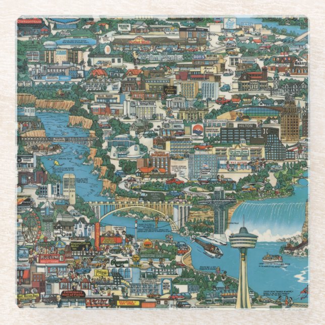 Niagara Falls Map Glass Coaster (Front)