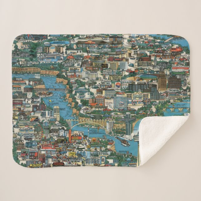 Niagara Falls Map Sherpa Blanket (Front (Horizontal))
