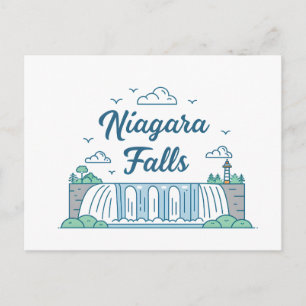 Niagara Falls Minimal Flat Design Illustration Postcard