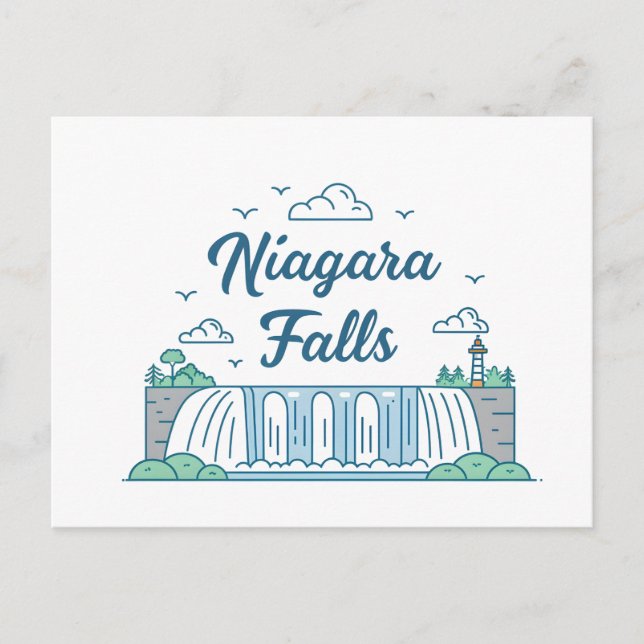 Niagara Falls Minimal Flat Design Illustration Postcard (Front)
