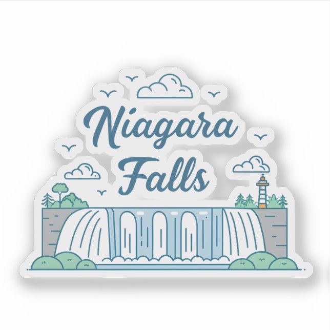 Niagara Falls Minimal Flat Design Illustration Sticker (Front)