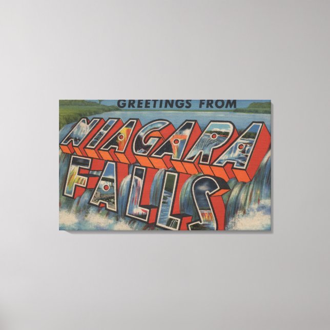 Niagara Falls, New York - Large Letter Scenes Canvas Print (Front)