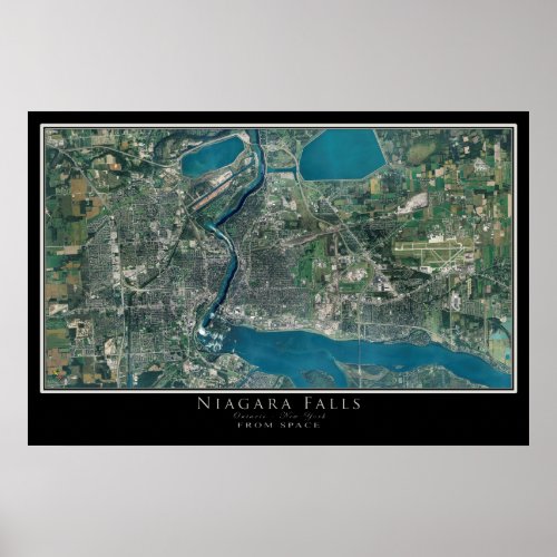 Niagara Falls New York _ Ontario From Space Poster