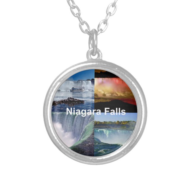 Niagara Falls New York Photo Views Round Silver Plated Necklace (Front)