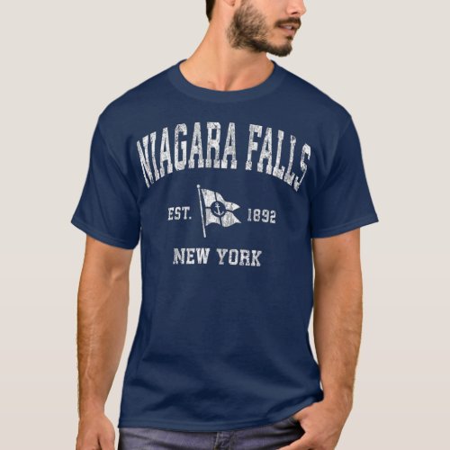 Niagara Falls NY Vintage Nautical Boat Anchor T_Shirt