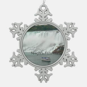Niagara Falls on the Canadian Side Snowflake Pewter Christmas Ornament