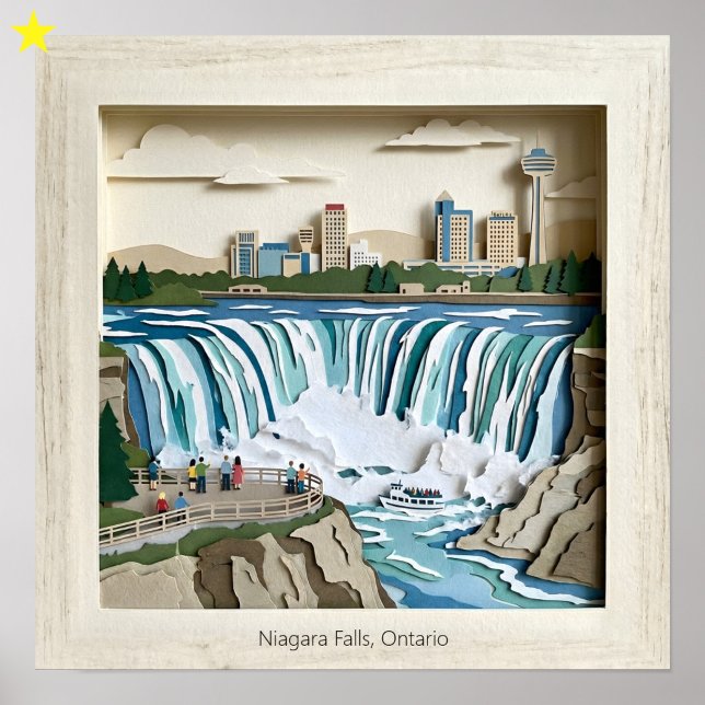 Niagara Falls Ontairo Canada Paper Collage Diorama Poster (Creator Uploaded)