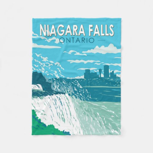 Niagara Falls Ontario Travel Art Vintage Fleece Blanket