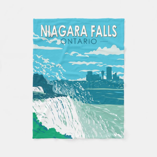 Niagara Falls Ontario Travel Art Vintage Fleece Blanket (Front)