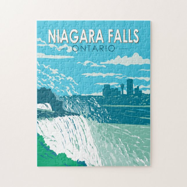 Niagara Falls Ontario Travel Art Vintage Jigsaw Puzzle (Vertical)