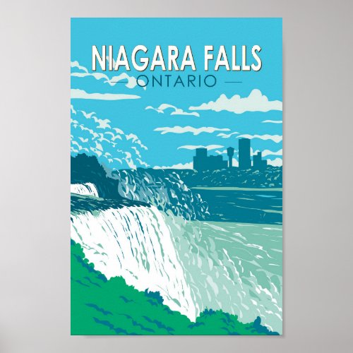Niagara Falls Ontario Travel Art Vintage Poster