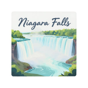 Niagara Falls Painterly Landscape Illustration Metal Print