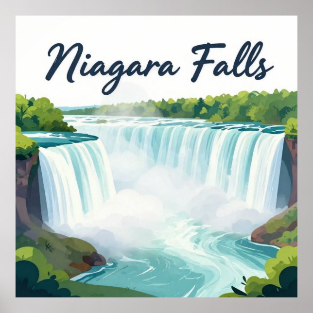 Niagara Falls Painterly Landscape Illustration Poster (Front)