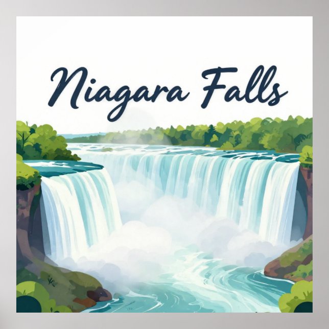 Niagara Falls Painterly Landscape Illustration Poster (Front)