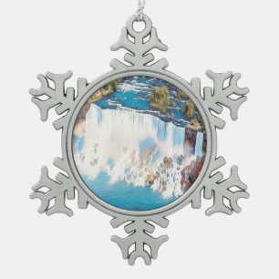 NIAGARA FALLS - Panorama Snowflake Pewter Christmas Ornament