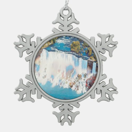 NIAGARA FALLS _ Panorama Snowflake Pewter Christmas Ornament