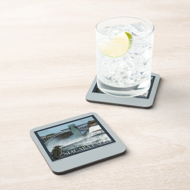 Niagara Falls Poster Beverage Coaster (Right Side)