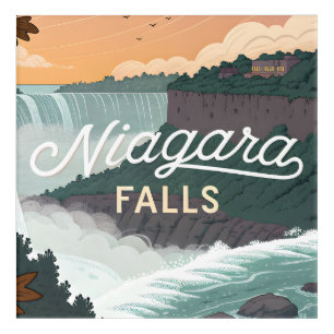 Niagara Falls Retro Vintage Poster Illustration Acrylic Print
