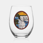 Niagara Falls Stemless Wine Glasses<br><div class="desc">Great vintage travel sticker from Niagara Falls Canada.  We've repurposed it on a stemless wine glass.</div>