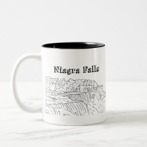 Niagara Falls Vacation Drawing Vacation Art Travel Two_Tone Coffee Mug