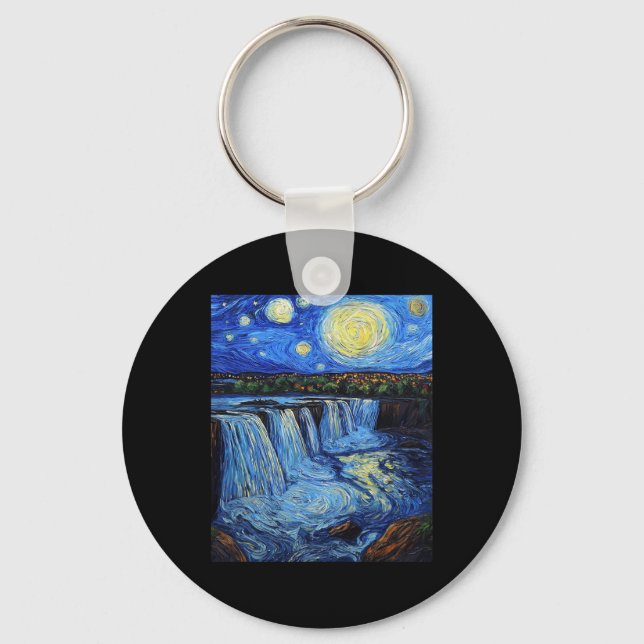 Niagara Falls - Van Gogh Style - Starry Night  Keychain (Front)